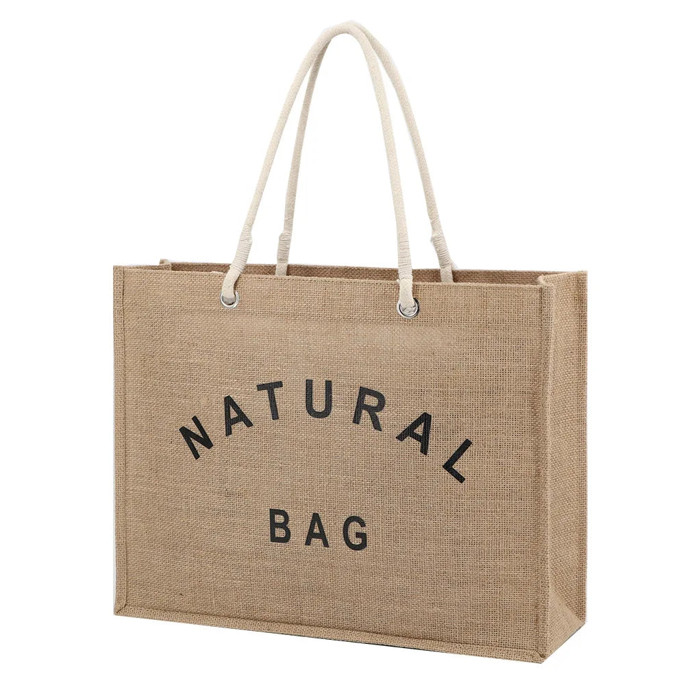 Wholesale Eco Friendly Natural Printed Jute Tote Bag Large Hemp Shopping Bag with Custom Logo Burlap Grocery Bag Supplier OEM
