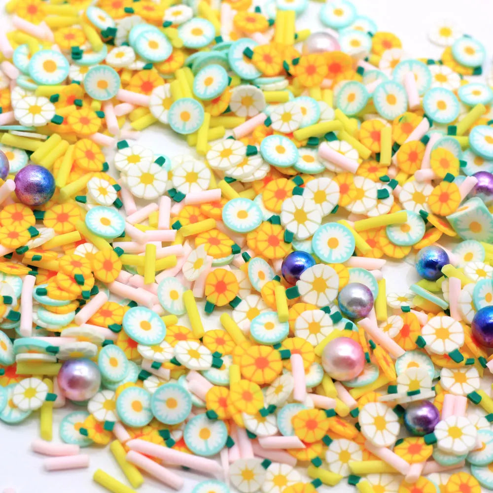 Mixed 500g Christmas Design Flower Candy Polymer Clay Slices Round Bead Xmas Ornament Wholesale DIY Decoration Accessory MegaBDM