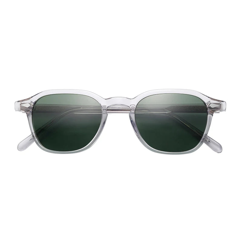 High Quality Custom Logo Unisex Shades Square Polarized Transparent Clear Acetate Frame Sunglasses