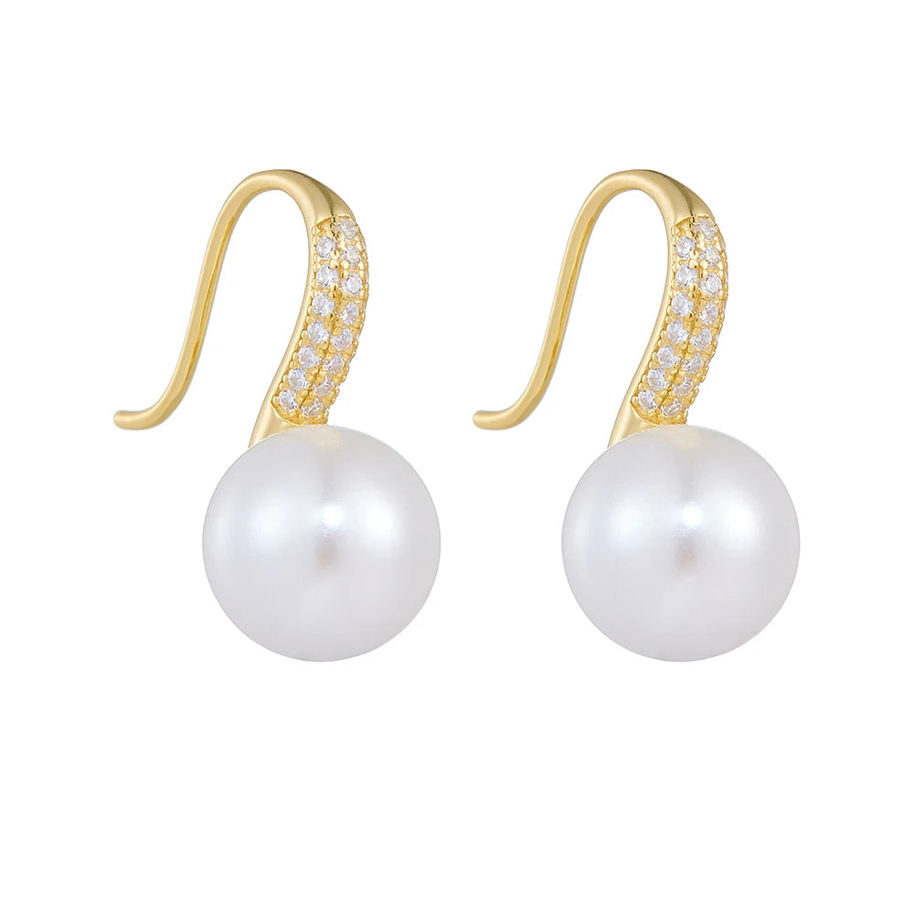925 Sterling Silver Mother of Pearl Earrings Classic Timeless Zircon Silver Jewelry for Women