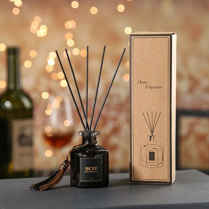 Custom Logo Home Fragrance Air Freshener Rattan Perfume With Tassels Fireless Aromatherapy Reed Diffuser