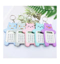 Creative Cute Mini Cartoon Bear Calculator Keychain Office Decompression Tool Student Keyring Pendant Key Chain Gift