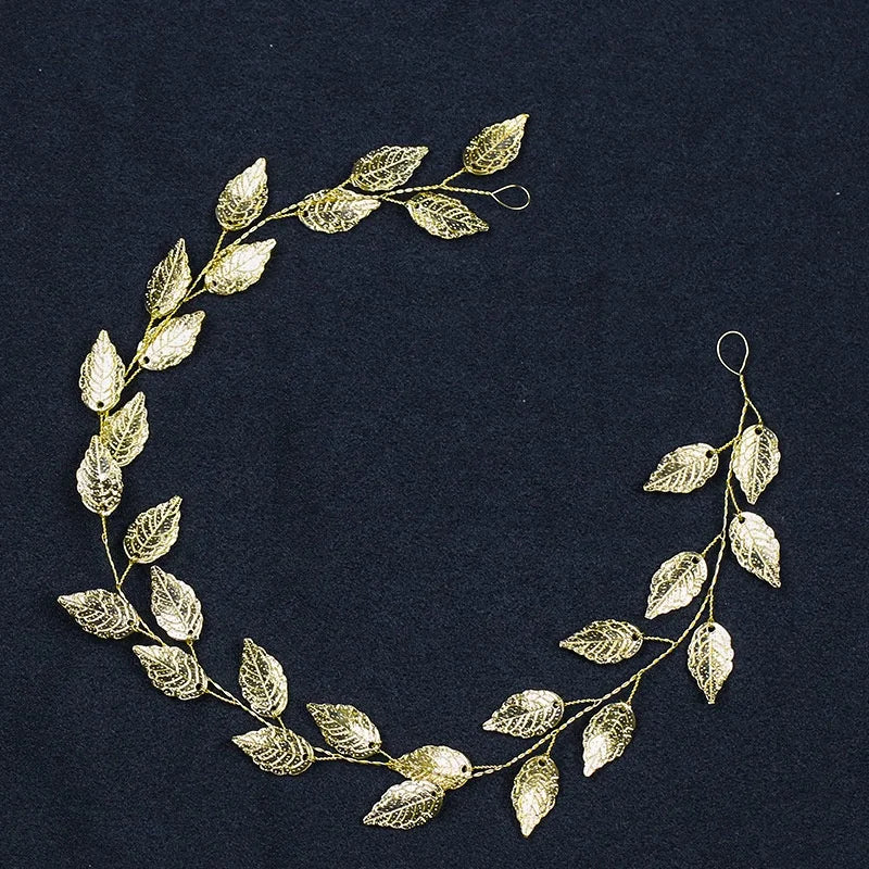 Wholesale Gold and Silver Leaf Design Hair Band Wedding Dress Accessories Bridal Headwear Hair Hoop