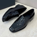Women's Shoes Square Toe Cowhide Bright Leather Low Heel One Foot Stirrup Patent Leather British Style Single Formal Shoes