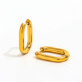 New Trendy Earring 18K Gold Plated Dainty Oval U Hoop Huggie Earring for Women Stainless Steel Earrings Wholesale