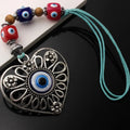 Turkish Blue Eye Pendant Wax Rope Beaded Square Beads Eye Heart Pendant Bag Hanging Car Pendant