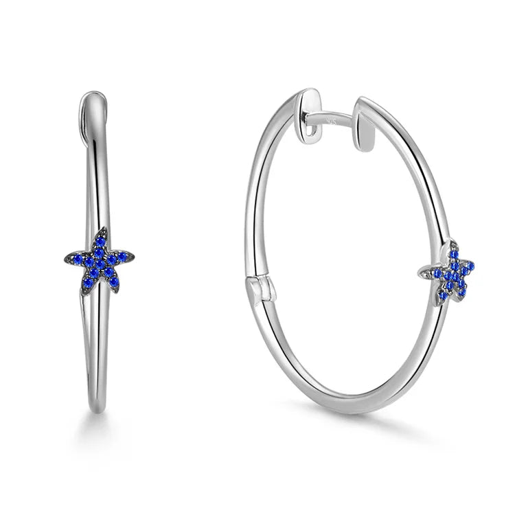 Trendy Fashion 925 Sterling Silver Aaa Cubic Zirconia Elegant Star Hoop Turkish Earrings