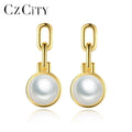 CZCITY Sterling Silver Korean Earrings Jewelry Accessories Women Earrings Imitation Pearl Women Fashion