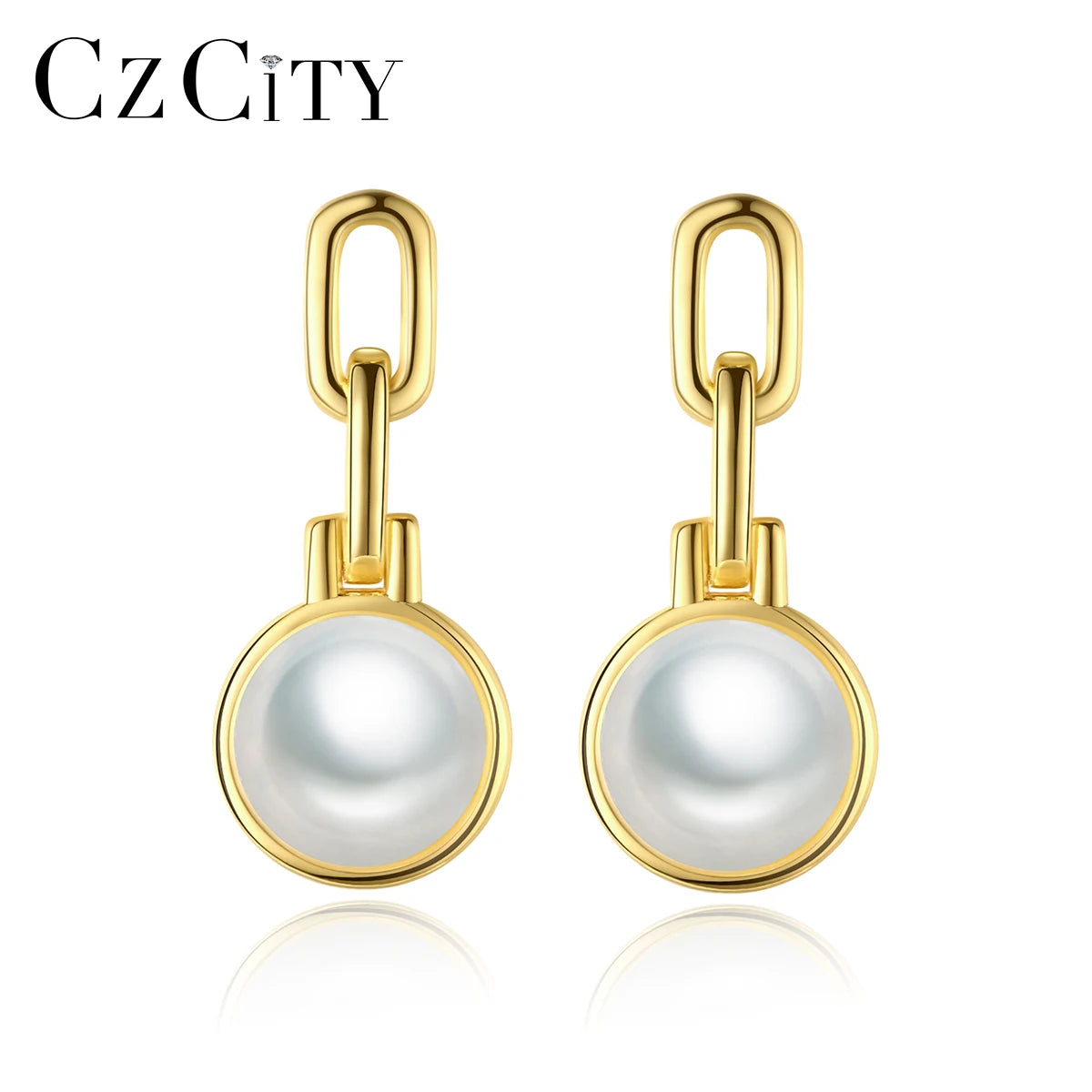 CZCITY Sterling Silver Korean Earrings Jewelry Accessories Women Earrings Imitation Pearl Women Fashion