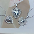 Fashion Trends Silver Stainless Steel Necklace for Women Snake Chain Heart Love Pendant Neck Jewelry