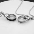 Hip Hop Hand Holding Ring Stainless Steel Pendant Necklace Vintage Skull Hand Holding Ring Necklace for Men