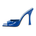 Wholesale Ladies Patent Leather Shoes Square Toe Stiletto Heel Mules High Heels Heeled Sandals for Women