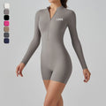 New Women's Nylon Half Zipper Gym Fitness Activewear One Piece Workout Clothing Sports Bodysuit & Jumpsuit Sweat Workout Suit