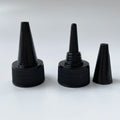 20mm 24mm 28mm Neck Black Ribbed Yorker Caps with Long Tip for Plastic Bottles with Heat Induction Foil Liner