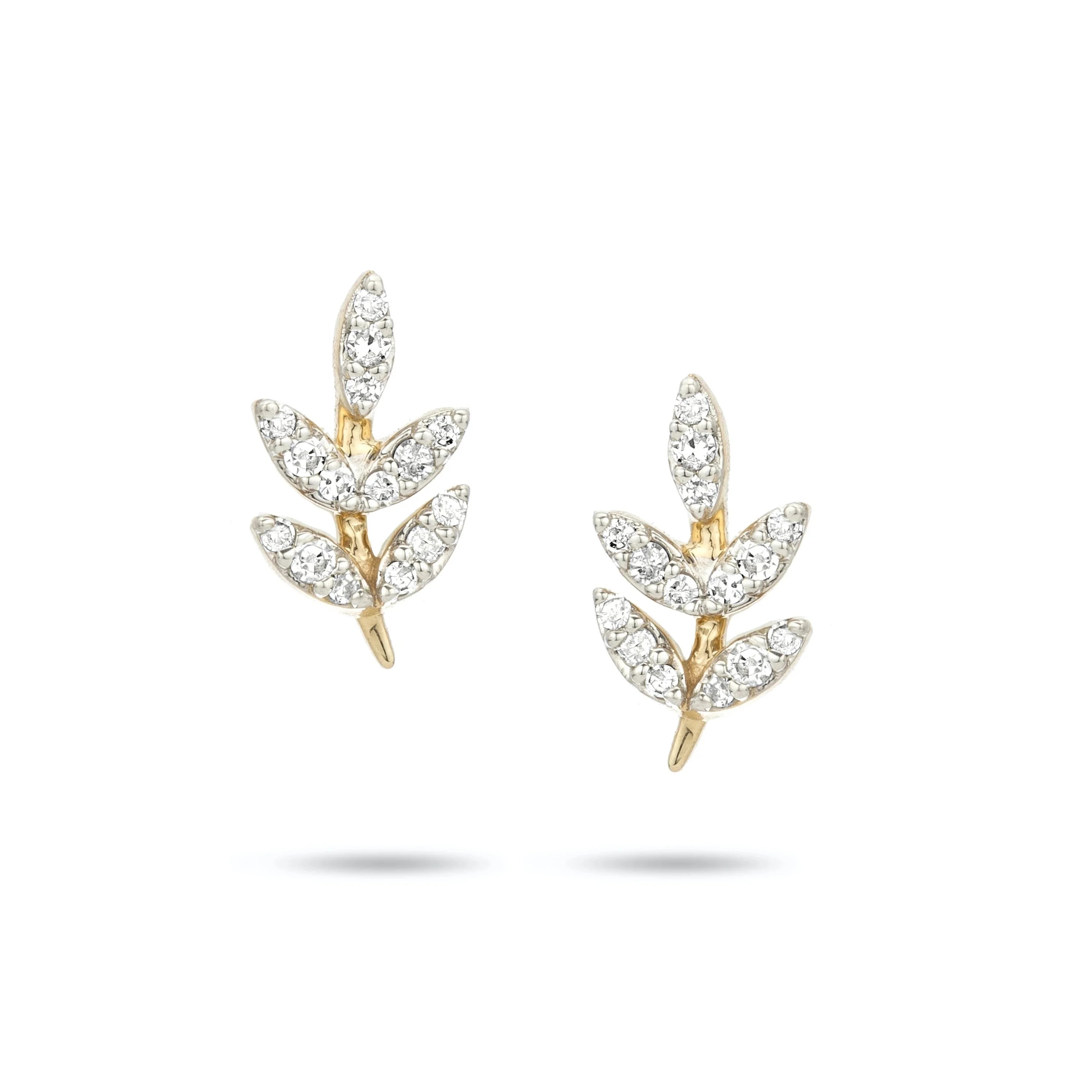 LOZRUNVE Trendy 925 Silver Garden Party Pave CZ Leaf Posts Stud Earring
