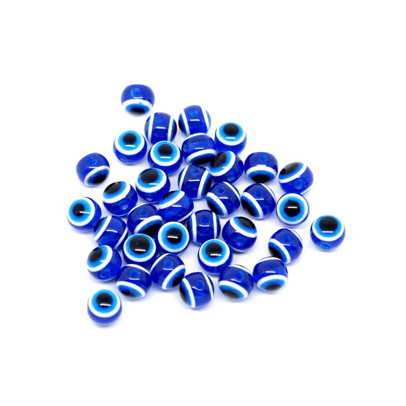 Bulk Diy Resin Acrylic 6mm 8mm 10mm Loose Round Evil Eye Beads for Jewelry Bracelet Making
