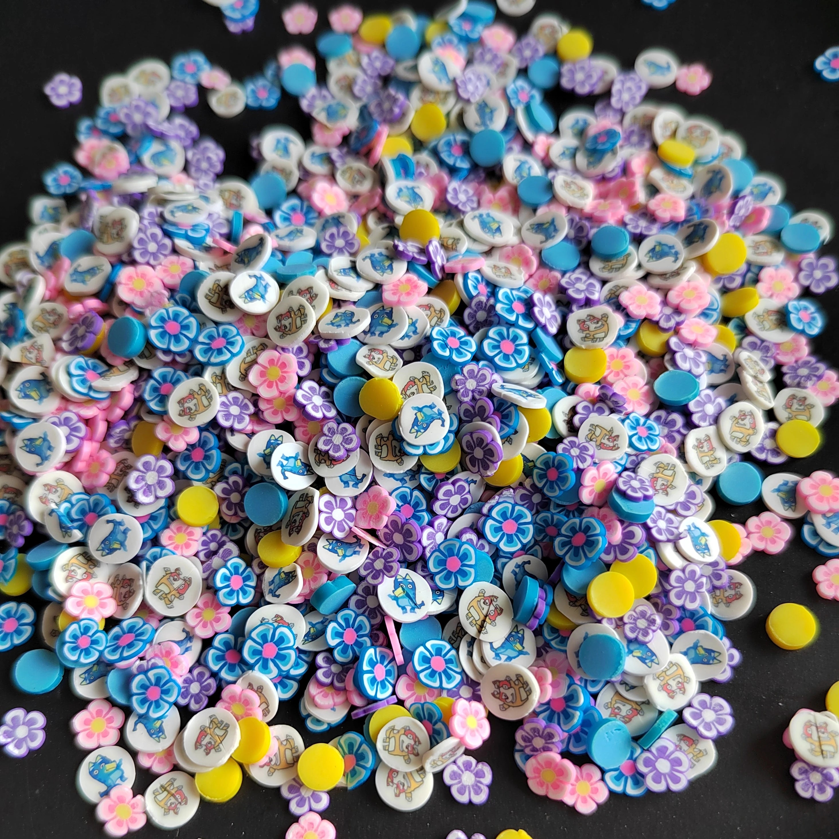 Round Shape Cute Flower Charms DIY Mixed 1kg Sports Team Clay Decor Fan Merchandise Spirit Collection