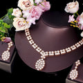 Retro Full Cubic Zirconia Crystal African Bridal Wedding Costume Necklace and Earrings Dubai Gold Plated Jewelry Sets for Women