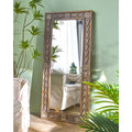 Innova Home Large Decorative Rustic Rectangle Full-Length Dressing Floor Mirror Framed Wooden Carving Glass Beautiful Pattern