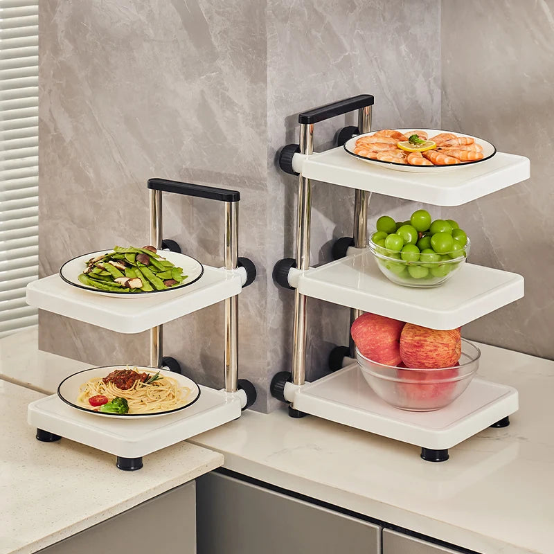 2/3/4 Layer Cabinets Miscellaneous Items Desktop Kitchen Storage Organizing Box Pot Cover Storage Rack with Pulley