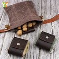 Foraging Bag MushroomWaxed Canvas Tinder Waterproof Small Leather Pouch Hunting Bag Fanny Pack for Dog Training Bushcraft Belt