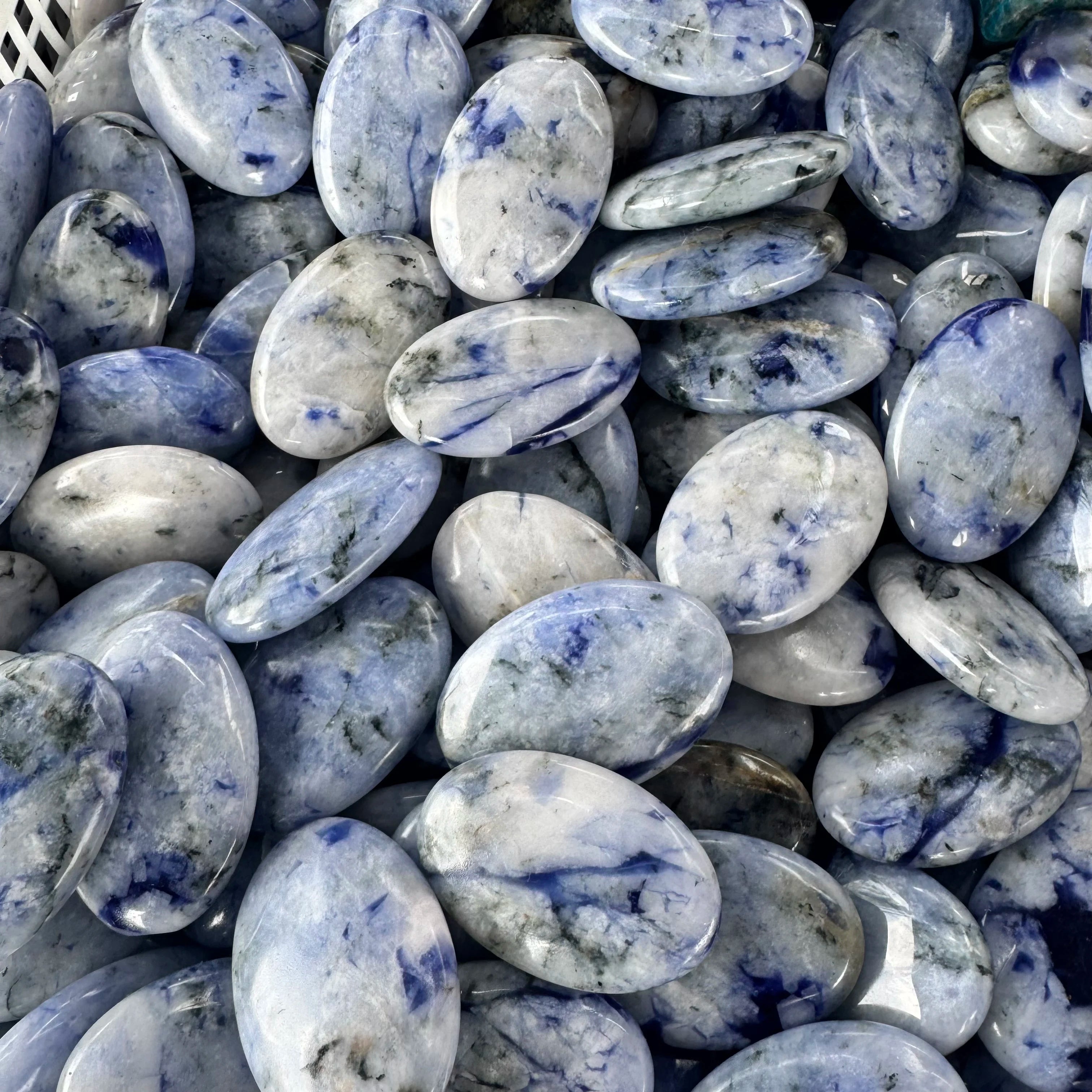 Wholesale Natural Blue jasper Soapstone Oval Decorative Carved Polished Model Ornaments