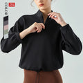 Custom Winter Puff Sports Half Zip Women Pullover Activewear Jacket Hoodie