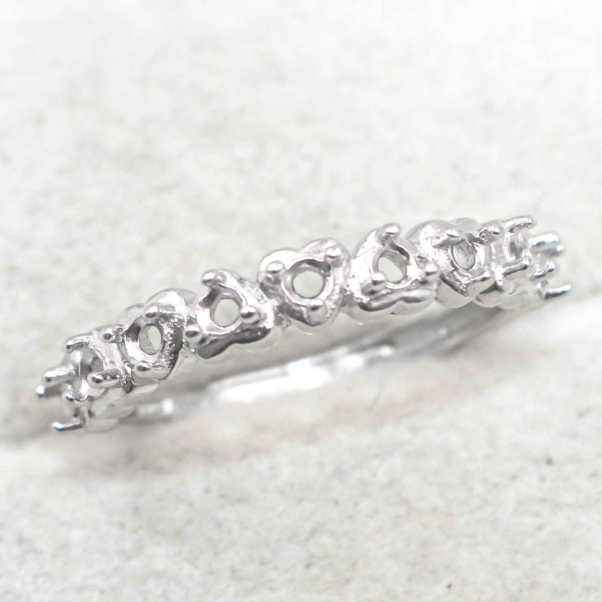 Sterling Silver 2*2mm Semi Mount Ring Empty Frame Blank Support Claw Setting S925 Base Holder Without Center Stone for Inlay DIY