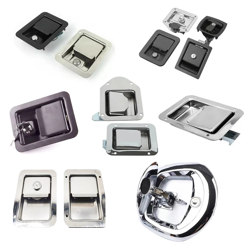 Stainless Steel 304 Paddle Latch Trailer Door Lock Galvanized Zinc Plated Powder Coating Finish Black Finish Alloy Iron Material