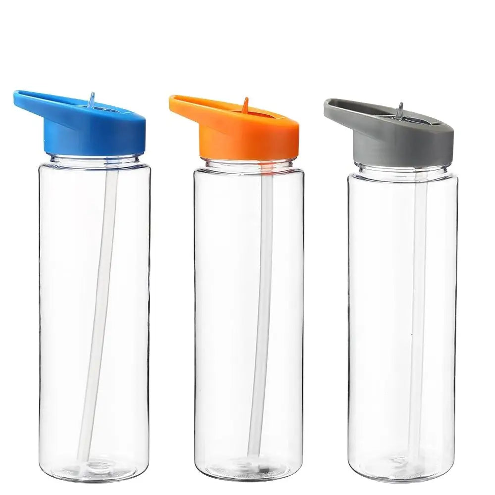 Wholesale 500ml 750ml Clear Plastic Sports Water Bottle with Flip Straw BPA Free PS/AS/SK Material Direct Drinking for Hiking