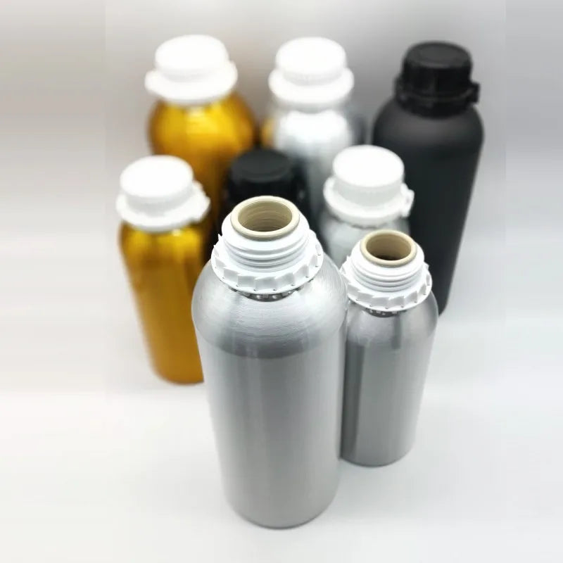 Hot Sale 1000ml 1L Gold Matte Black Silver Aluminum Essential Oil Bottles with Screw Cap Perfume Bottle Package