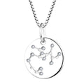 S925 Sterling Silver Zodiac Astrology Inspired Fine Jewelry Minimalist Disc Pendant Necklace for Women
