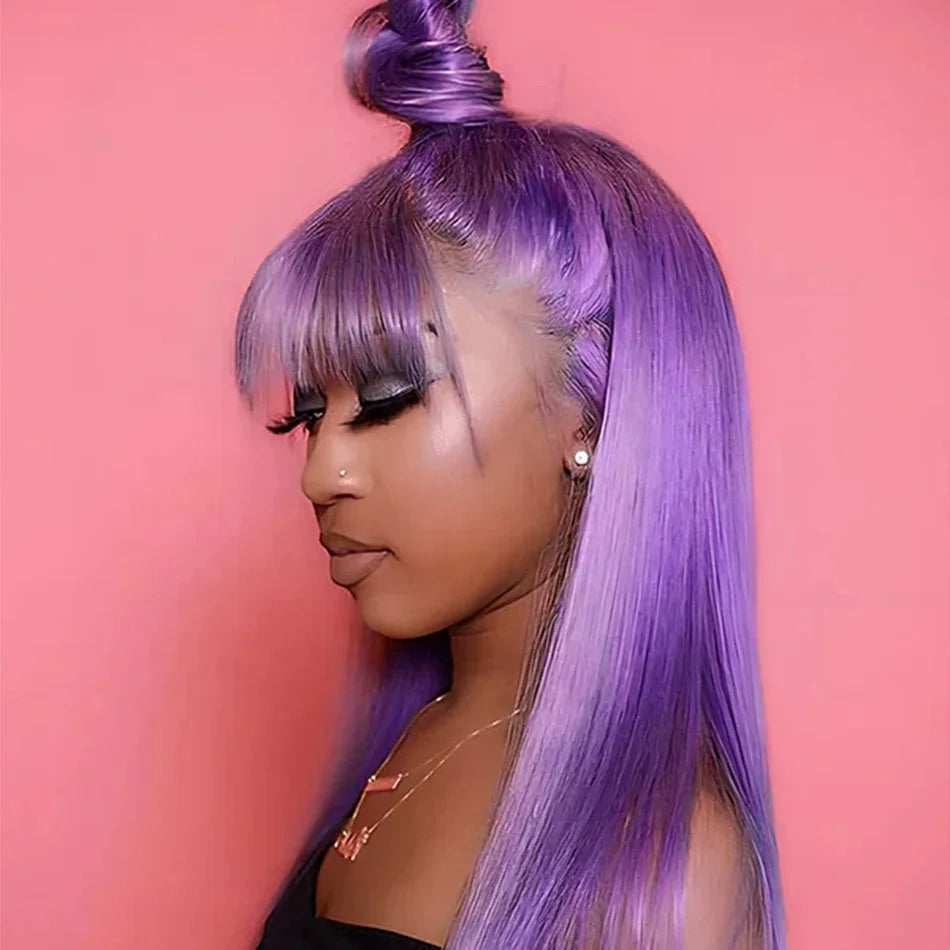 Lace Front HD Blue Pink Red Orange Grey Green Purple Yellow Customizable Colors Brazilian Human Hair Wigs