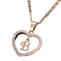 Womens Jewelry Name Initials Heart Pendant Necklace 26 Letters Zircon Love Necklaces Girls Gifts Letter Necklaces