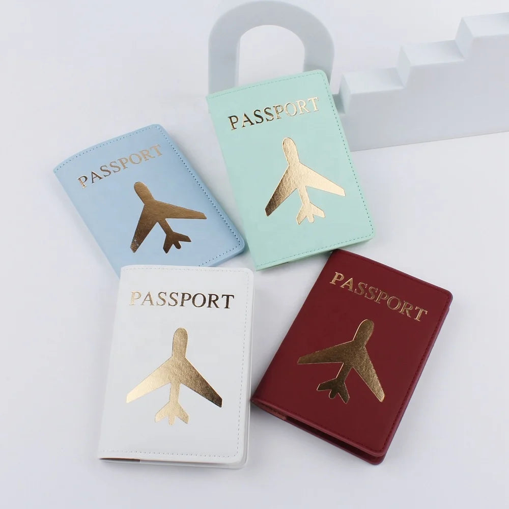 New Arrival  PU Leather Passport Holder  Cover luxury Hot Stamping Airplane logo Passport Cover for Travelling 7colors in Stock
