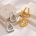 Women's Stainless Steel & Titanium Simple Fashion Earrings Gold Plated Hollow U-Shaped Hoop Steel Color