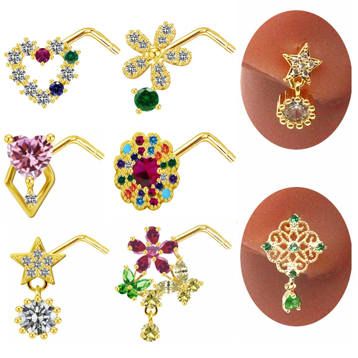 Gaby New Nose Piercing Spring Dangle Nose Rings Stainless Steel India Nose Studs Piercing Wholesale Body  Jewelry