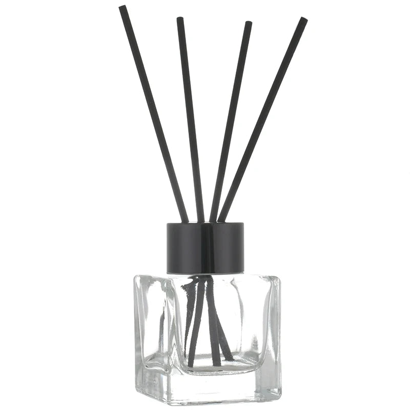 Wholesale 50ml 100ml Clear Glass Reed Diffuser Bottle Empty Square Luxury Aroma Diffuser Bottle