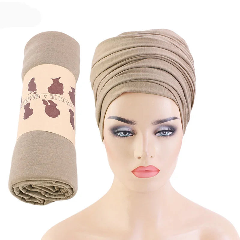 Fashion Long Headscarf Head Tie Scarf Stretchy Jersey Headwraps Head Wrap Women Turban Scarf