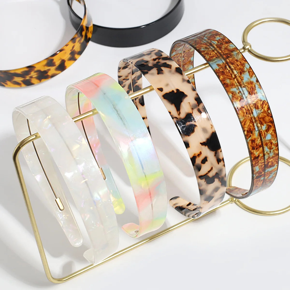 Fashion Simple Personality Casual Leopard Print Bright Color Acetate Headband with Retro Elegant Headband Hair Accessories