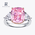 Rochime Luxury 8 Carat Three Stone pink Gemstone Ring 925 Sterling Silver Rhodium Plated 5a Zircon Jewelry for Women