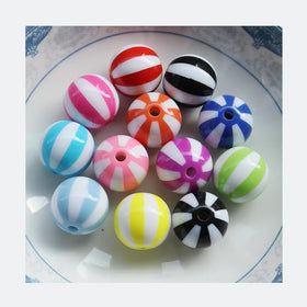 12mm 16mm 20mm Resin Watermelon Striped Chunky Beads Colored Cute Beach Ball Beads for Jewelry Making DIY Crafts