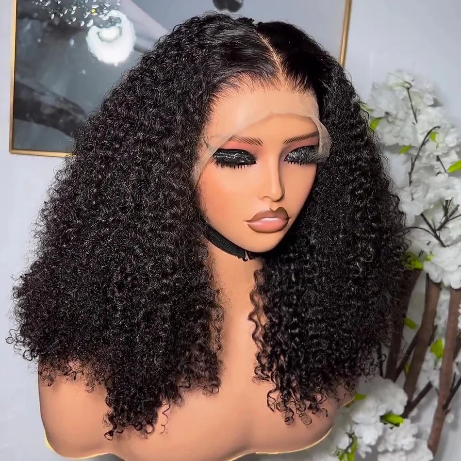 Brazilian Human Hair Curly Wave Long 360 Lace Transparent Glueless HD Lace Front Wigs for Black Women