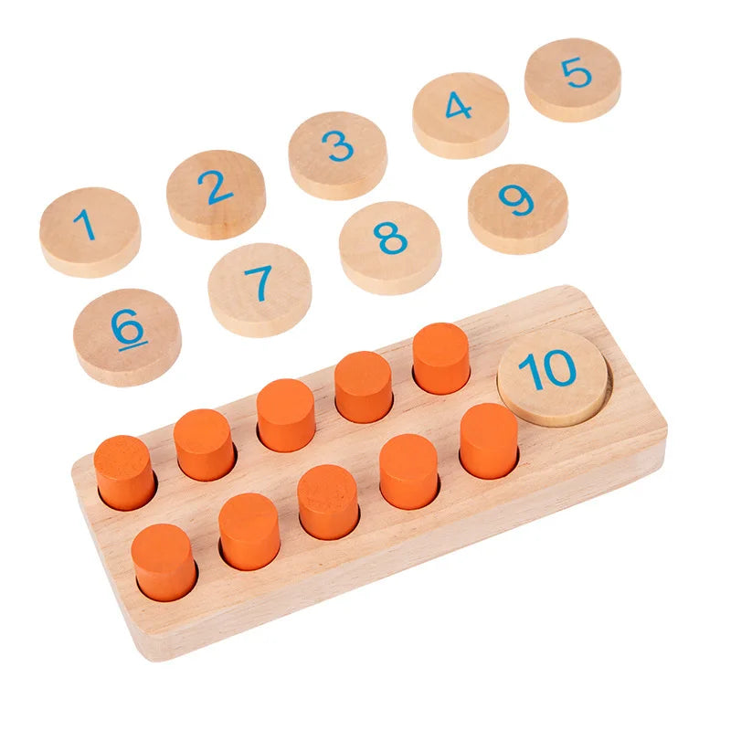 New 1-10 Recognition Digital Cognitive Plate Socket Cylinder Wooden Number Montessori Toys for Children Early Education