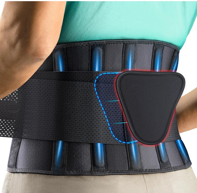 Back Brace Support Belt Herniated Disc Adjustable Support Straps-Lower Back Brace with Removable Lumbar Pad