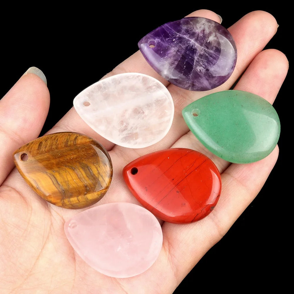 25x 33mm Natural Crystal Agate Stone Pendant Amethyst Powder DIY Jewelry Carved Gemstone Technique for Christmas Decorations