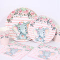 Pink Elephant Baby Shower Party Tableware Plates Serves 10 Pink Elephant Floral Disposable Plates Party Supplies Decorations