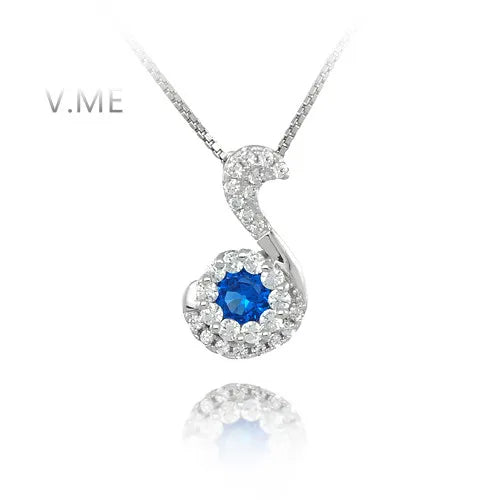 Swan Design Pendant With Blue Zircon 925 Sterling Silver Pendant Necklace 925 Silver Jewelry  Fashion Jewelry Pendants Charms