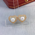 E1990 7-8mm DIY Natural Freshwater Pearl Charm Earrings Mounting Accessory 925 Sterling Silver Gold Plated  Jewelry for Women