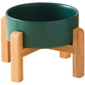 Custom Raised Dog Cat Bowl Ceramic Pet Bowl With Wooden Stand